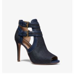 NIB Michael Kors Denim Blaze Peep-toe Bootie